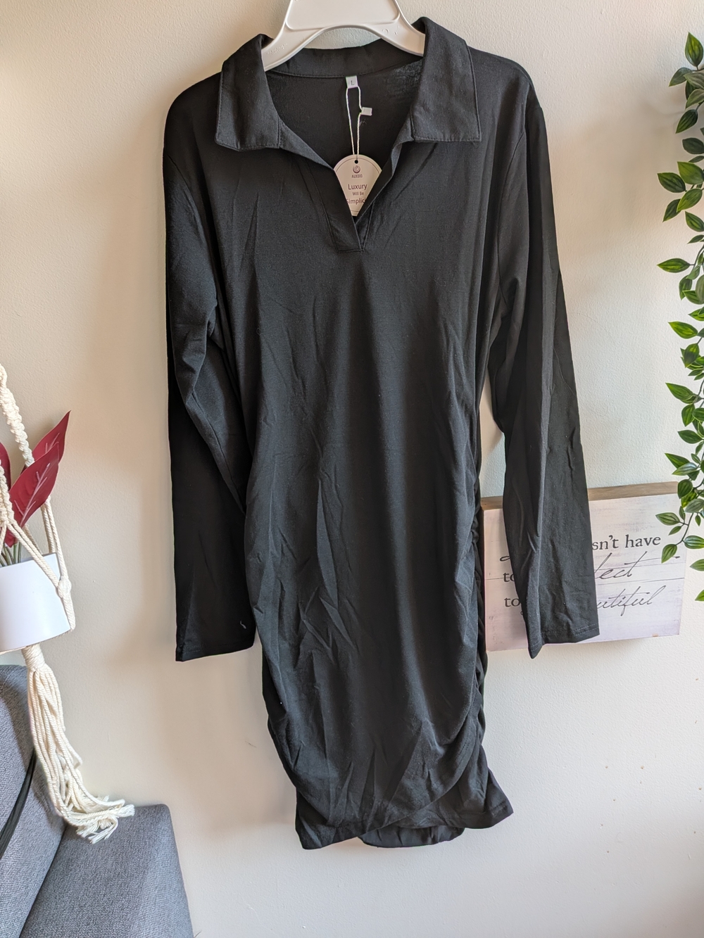 BNWT Black Long Sleeve Polo Shirt Dress